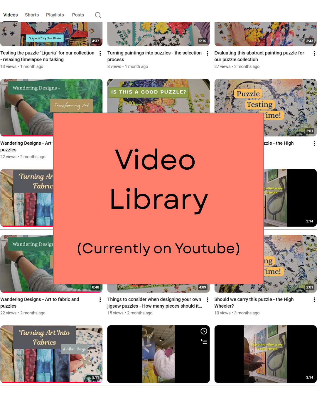 Wandering Designs video library on youtube